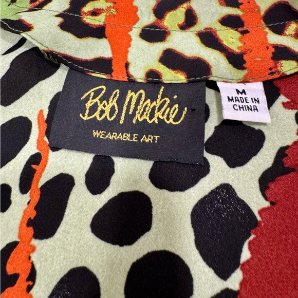 Gorgeous !! Bob Mackie Sage Green Cheetah Stripe Woven Open Front Tunic. - Picture 4 of 5